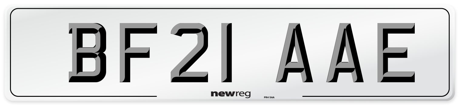 BF21 AAE Number Plate from New Reg